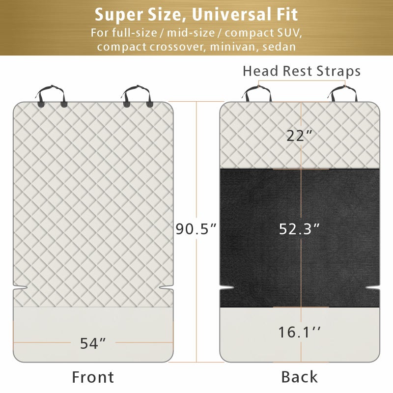 F-color SUV Cargo Liner for Dogs, Water Resistant Pet Cargo Cover Dog Seat Cover Mat for SUVs Sedans Vans with Bumper Flap Protector, Non-Slip, Large Size Universal Fit, Beige - Image 2